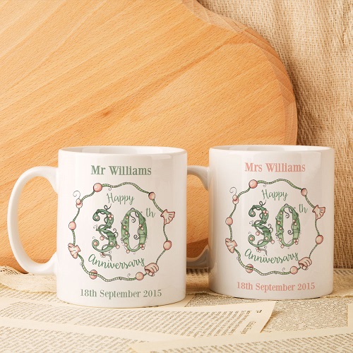 Personalised Wedding Anniversary Mug Set