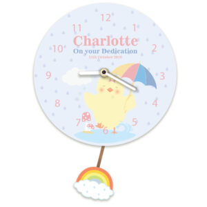 Baby Girl Personalised Any Occasion Clock. Little Chic Splashing In Rain