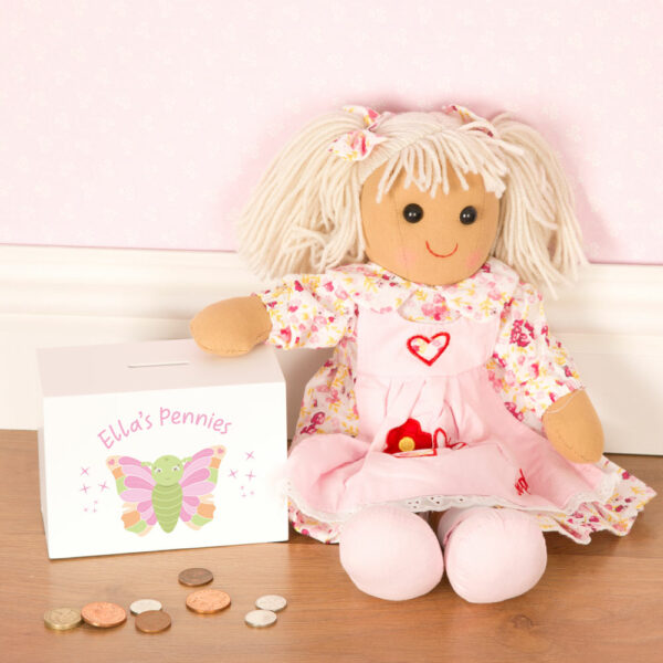 Personalized Wooden Money Box for a Girl