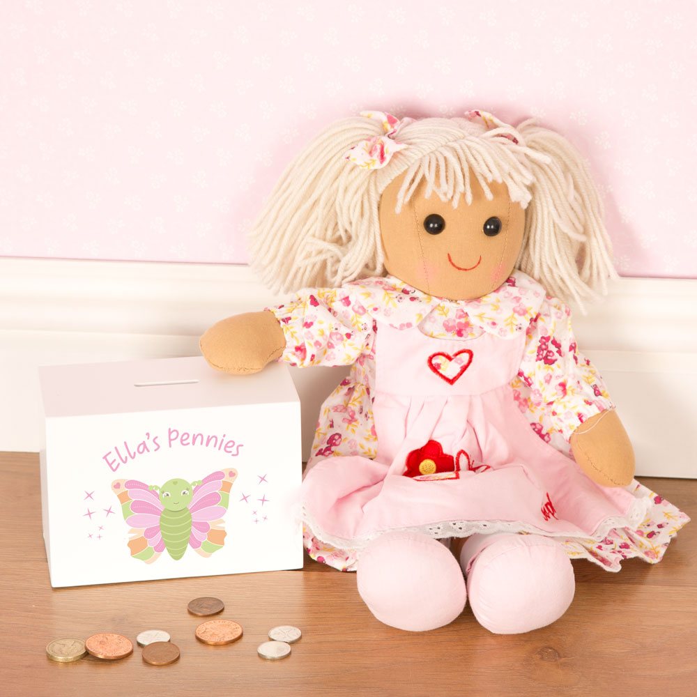 Personalized Wooden Money Box for a Girl