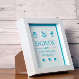 3D Christening Box Frame for a Baby Boy