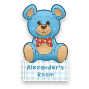 Blue Teddy Bear Door Plaque