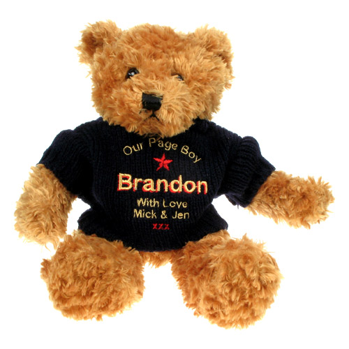 Personalised Brown Teddy Bear for a Page Boy