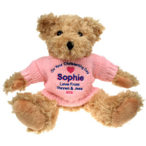 Personalised Light Brown Christening Teddy Bear for Her