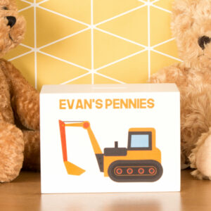 Personalised Digger Wooden Money Box