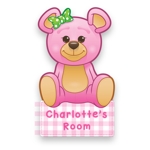 Pink Teddy Bear Doorplaque
