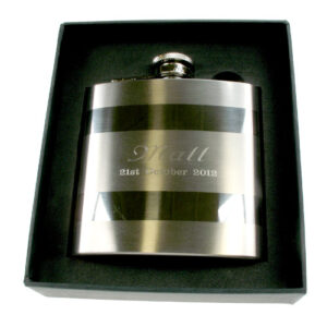 Engraved Satin Steel Hip Flask: Anniversary Gift for Him
