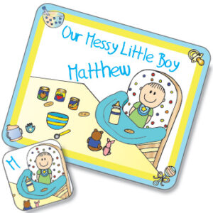 Messy Boy Design Placemat and Coaster Set