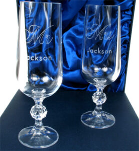 Anniversary Mr and Mrs Champagne Flutes