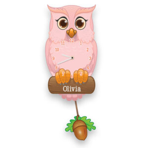Customised Pink Owl Pendulum Clock