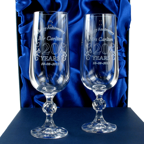 Engraved Anniversary Champagne Flutes