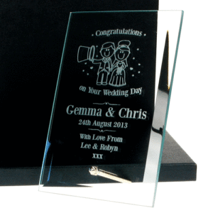 Personalised Wedding Glass Plaque: Traditional