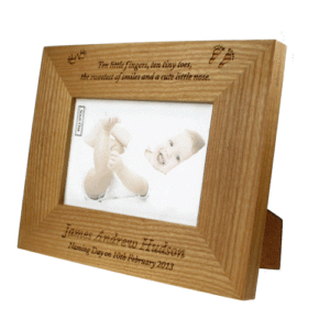 Laser Engraved Solid Oak Naming Day Frame