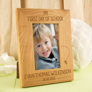 First Day of School Engraved Oak Frame