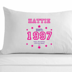 Personalised Birthday Established (Year) Pillowcase for Her