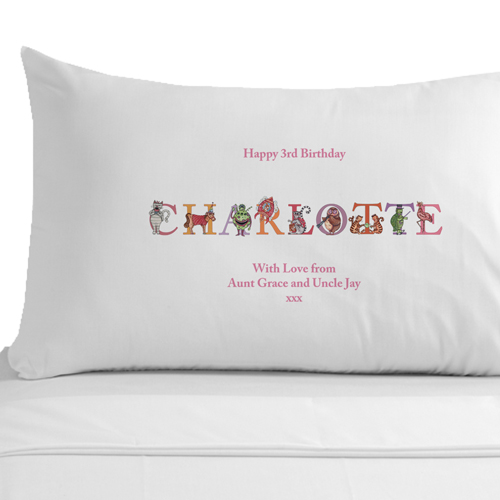 Personalised Birthday Illustrated Name Pillowcase for Girls