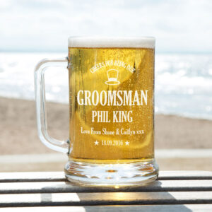 Personalised Laser Engraved Groomsman Glass Pint Tankard