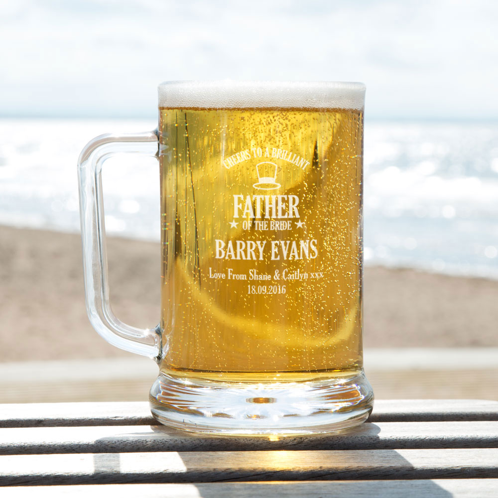 Father of the Bride Personalised Glass Beer Tankard