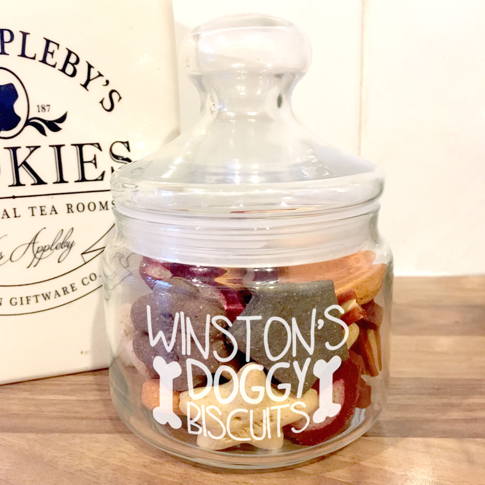 Doggy Biscuit Personalised Glass Treat Jar