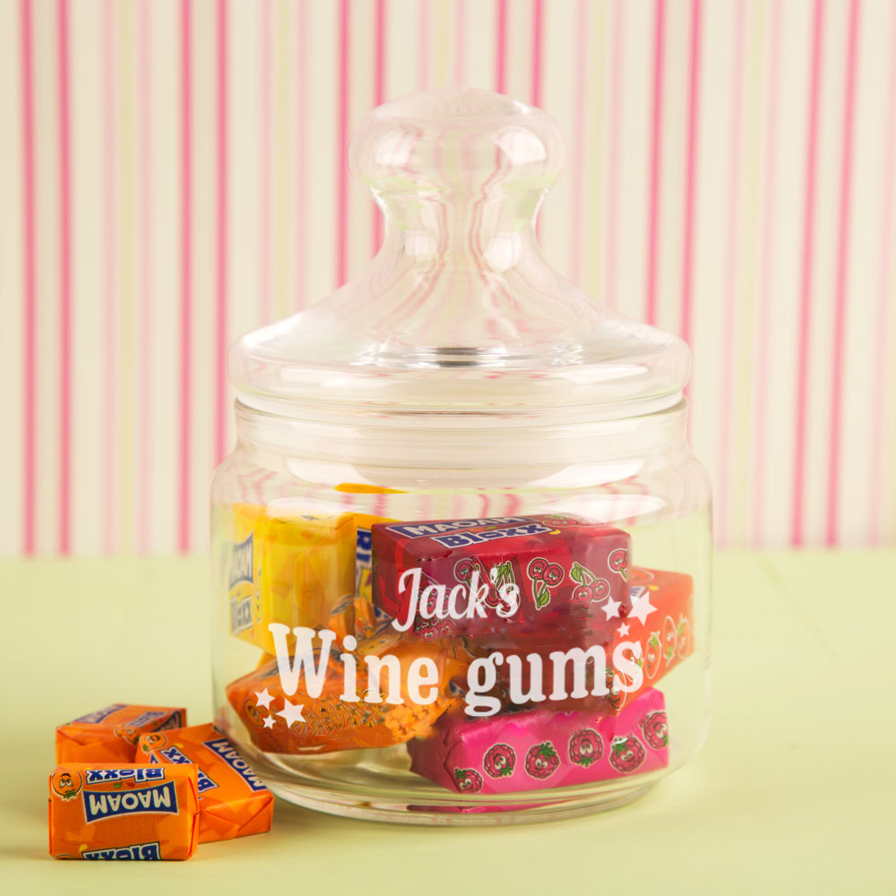 Personalised Wine Gums Glass Sweet Jar