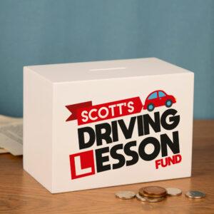 Driving Lessons Savings Box Personalised for Him or Her
