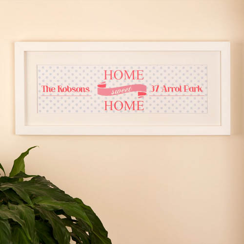Home Sweet Home Personalised Frame: Pink with Polka Dots