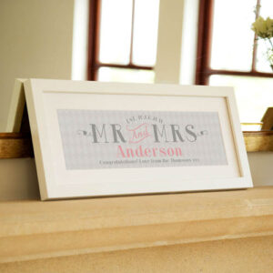 Mr and Mrs Wedding or Anniversary Frame: Grey and Pink