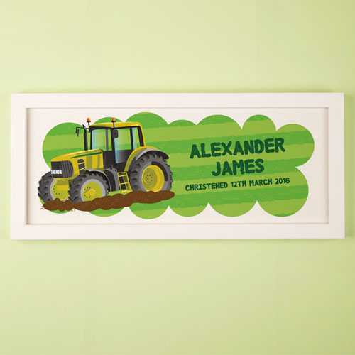 Yellow Tractor Personalised Framed Print
