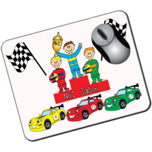 Personalised Kids Mousemat: Racing Cars Design
