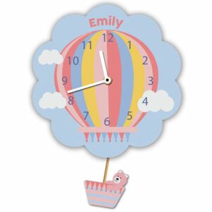 Customised Pink Hot Air Balloon Wall Clock