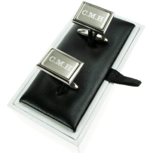 Engraved Brushed Silver Cufflinks