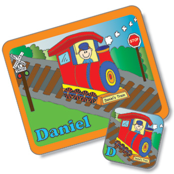 Train Design Placemat and Coaster Set