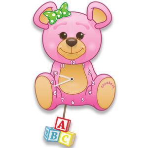 Pink Teddy Bear Clock for a Girl